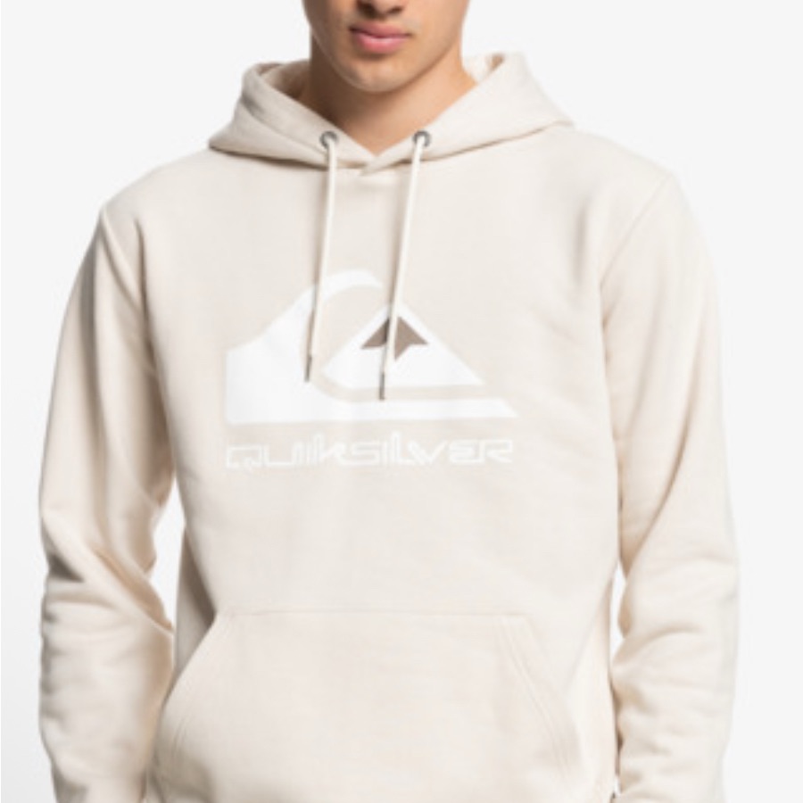 Quiksilver Men's Md Tan Hoodie White Logo Graphic Excellent Like New Condition